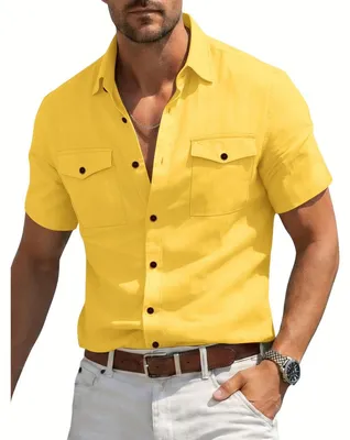 Productafbeelding van Currero Linnen Blouse Heren Geel XL