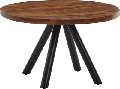 Produktbild von FineBuy Couchtisch Sheesham Massivholz rund Ø60 cm · Wohnzimmertisch mit stabilen Metallbeinen · Massivholztisch im modernen Industrial Design