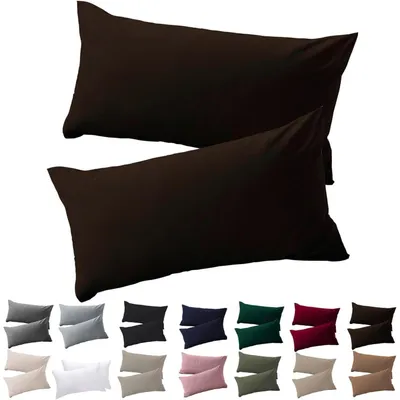 Productafbeelding van Kussensloop, 40x80 cm, bruin, set van 2, microvezel, kreukvrij, met rits