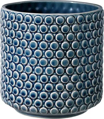 Image de Pot de fleurs en céramique bleu rétro, Ø 15,5 cm (intérieur)