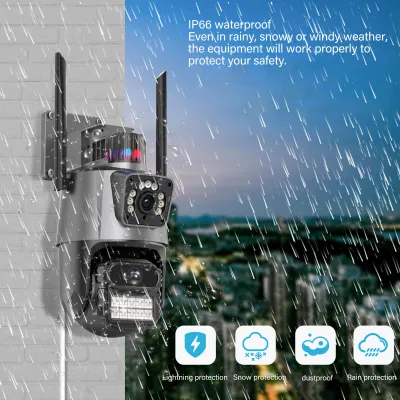 Obrázok produktu pre 8MP vonkajšia bezpečnostná kamera, HD Wi-Fi, 360° PTZ detekcia pohybu, 2-cestná komunikácia, nočné videnie, IP66, vodotesná, 110–240 V
