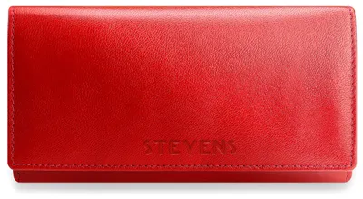 Obrázok produktu pre Dámska kožená peňaženka značky Stevens, červená, s technológiou RFID ochrany, univerzálna, 18 cm