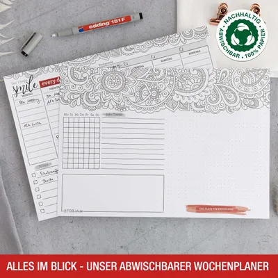 Produktbild von Wochenplaner abwischbar inkl. Stift DIN A4