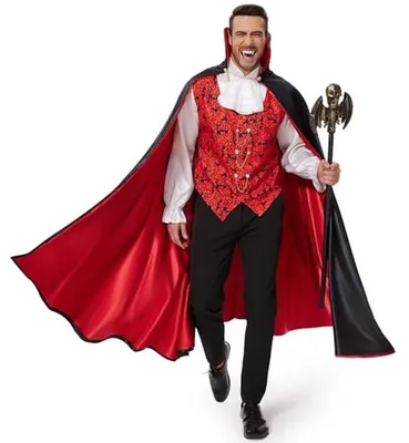 Productafbeelding van Vampierkostuum voor Heren - Halloween Dracula Kostuum met Vampiercape en Vleermuisscepter