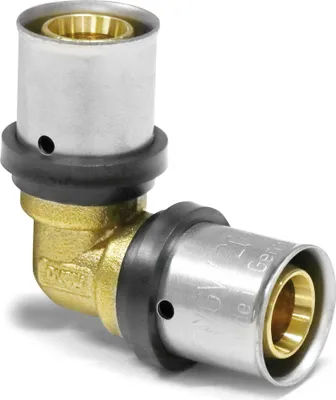 Obrázok produktu pre Pipetec lisovací uhol 90° rovnostranný pre hliníkové viacvrstvové rúry 16 x 2 mm : 90° 16 x 2 mm Veľkosť: 90° 16 x 2 mm