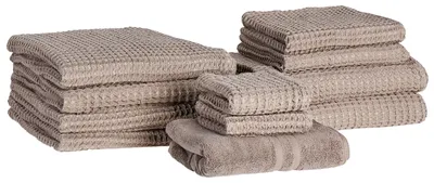 Obrázek produktu pro BELIANI Sada 11 ručníků taupe bavlna absorbční s nízkým kroucením osučka ručník pro hosty ručník na ruce koupelna