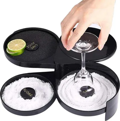 Image de 3 en 1 Bar Glass Rimmer pour Margarita et Cocktail Barkeeper Tool Salt Box Spice Container Salz Rimmer Cocktail Accessories Bar Accessories