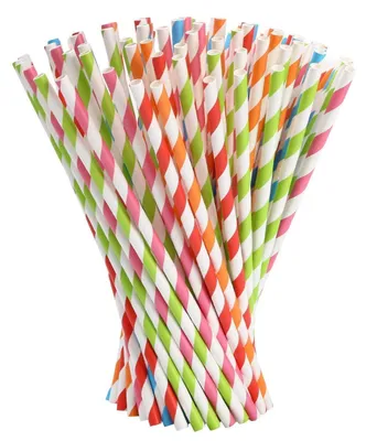 Produktbild von Papier-Trinkhalme biologisch abbaubar 5 Farben 100 Stück