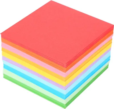 Productafbeelding van Origamipapier, vouwpapier, knutselmateriaal, in verschillende kleuren, vierkant, gemakkelijk te vouwen, levendige kleuren, beginnersset voor de eerste keer