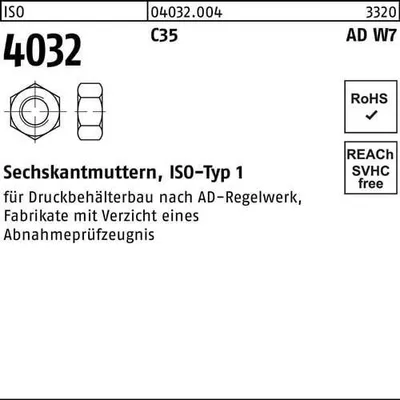 Produktbild von Sechskantmutter ISO 4032 M 36 1.0501 (C35) AD W7