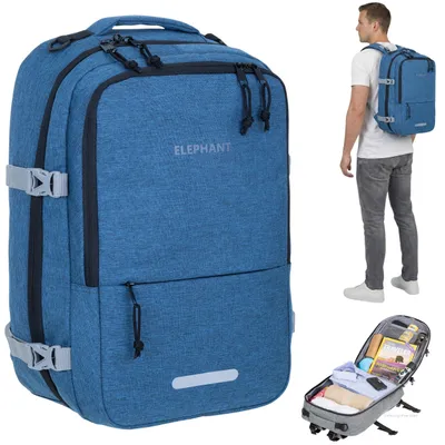 Produktbild von Handgepäck Rucksack Flugzeug Reiserucksack Herren Laptoprucksack Notebook Business Pendler Tasche Travel Elephant Fly Medium 13125 Dunkelblau Blau