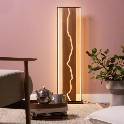 Produktbild von LED-Standleuchte, 120 cm, 2300 lm, 3000 K, Holz/Metall, braun/schwarz