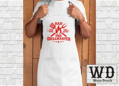 Produktbild von Wessdruck The Grillmaster Kochschürze Weiß Rot