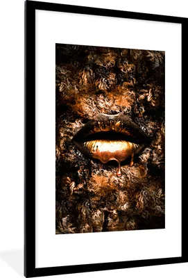 Produktbild von MuchoWow® Gerahmtes Poster Frau - Farbe - Lippen 60x90 cm - Poster mit Schwarzem Bilderrahmen Wandposter Rahmen Foto Bilder - Dekoration - Wandposter Wohnzimmer - Hochwertig