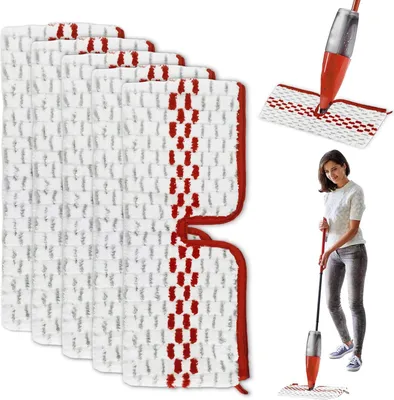 Produktbild von 5 Stš¹ck fš¹r Vileda 1-2 Spraymax Sprš¹hwischer Ersatzbezug Set, Wiederverwendbar fš¹r Vileda Wischmopp mit Sprš¹hfunktion, Waschbarer Wischbezug Mop Microfaser Reinigung Pads, fš¹r alle Hartb?den