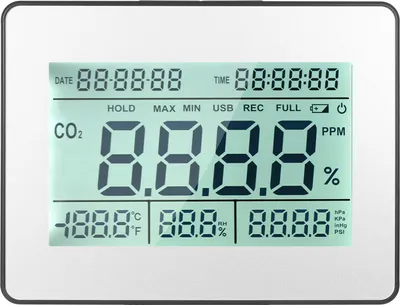 Produktbild von Kohlendioxid-Detektor Luftqualitätsmonitor mit Datenprotokollierung und Uhrfunktion 5,5-Zoll-LCD-Display Wandmontierbarer CO2-Detektor Kohlendioxid