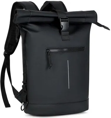 Image de Sac à dos Rolltop Ibenzoa® – Sac de voyage multifonctionnel de 18 à 25 litres, dimensions 26×16×56 / 26×16×42 cm, compartiment pour ordinateur portable jusqu'à 17 pouces, résistant à l'usure, bretelles réfléchissantes