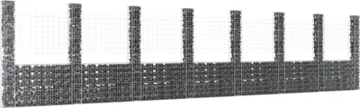 Zdjęcie produktu dla Maison Exclusive – kosz gabionowy w kształcie litery U z 8 słupkami, żelazo, 860 x 20 x 200 cm