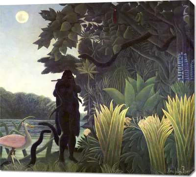 Image de Tableau 100 x 90 cm « Le charmeur de serpents », Rousseau Vintage pour le salon