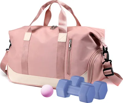 Produktbild von Damen Sporttasche Faltbare Reisetasche mit Schuhfach und Nassfach, Wasserabweisende Weekender Gym Travel Bag Handgepäck Tasche Trainingstasche Rosa