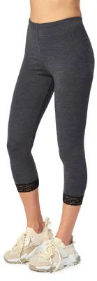 Image de Leggings capri 3/4 pour femme Merry Style en coton avec dentelle MS10-224 (mélange foncé/noir, taille S)