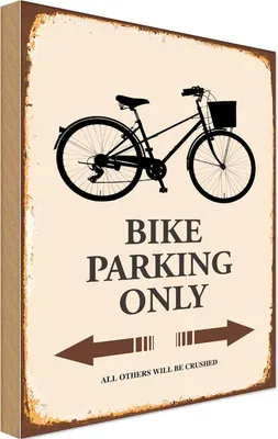 Produktbild von vianmo Holzschild 30x20 cm Bike parking only Fahrrad parken