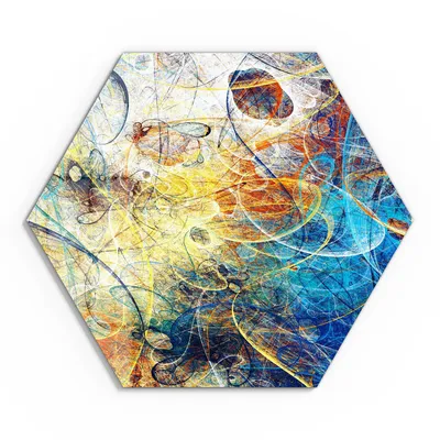 Produktbild von DEQORI Glasbild Echtglas 55x48 cm 'Lebhafte Kritzelei' Wandbild Bild modern Deko