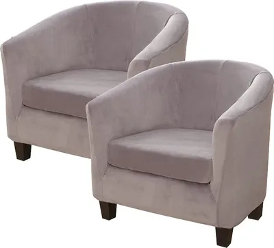 Produktbild von Topchances 2 Stück Sesselhusse Club Chair Schonbezug, Samtwanne Sessel Sofabezug für Cafe Stuhl Clubsessel Loungesessel Cocktailsessel (Grau)