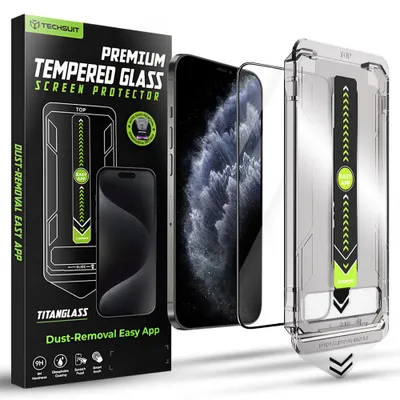 Obrázok produktu pre Techsuit – TitanGlass FullCover ochranné tvrdené sklo na iPhone X / iPhone XS / iPhone 11 Pro – čierne