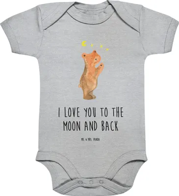 Produktbild von Mr. & Mrs. Panda Babybody Verliebter Bär 3. - 6. Monat - Heather Grey - Geschenk, Spruch, Strampler, Baby, Babystrampler, overall, Verliebte, babykleidung body, Teddy