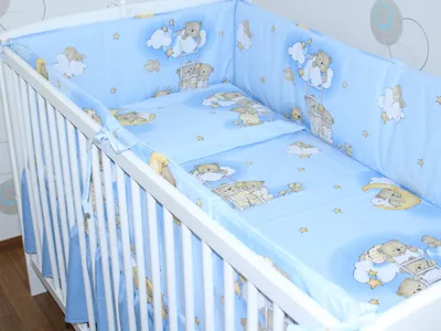 Produktbild von PRIMAWELA Nestchen 420 cm Bettumrandung Babybett Baby Kinder Nest Kopfumrandung 23. Bärchen auf Leitern Blau
