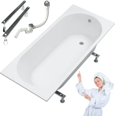 Produktbild von Aqua For You | Badewanne - Kronos Oval Badewanne - 160 x 70 Cm - Antibac® - Slim Design - Mit Siphon Und Füßen