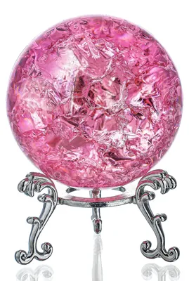Image de Boule de cristal - Avec effet givré - Utilisable comme presse-papier et comme objet de décoration - Rose, diamètre 60 mm, avec support inclus