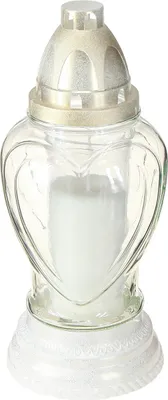 Produktbild von Grablicht Glas Herz Grablaterne Klar Gravur Ø11cm H26cm
