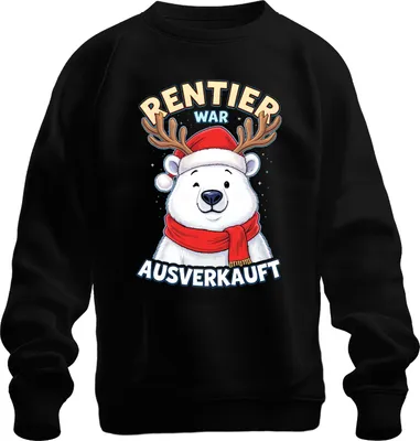 Zdjęcie produktu dla Renifer został wyprzedany Polar Bear with Antlers Christmas Funny Uni  Sweatshirt Pullover, Czarny, M
