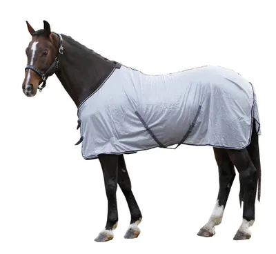 Produktbild von Harry`s Horse Fliegendecke  engmaschig mit Brustverschluss, Kreuzgurten, Schweiflatz grau in 105