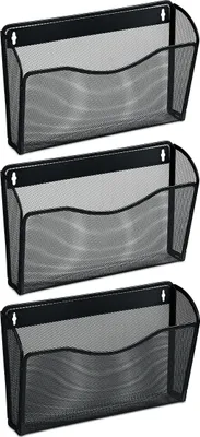Produktbild von Relaxdays Zeitschriftenhalter Wand, 3er Set, A4, Eisen, HBT: 22 x 35,5 x 8,5 cm, Magazinhalter, Zeitungshalter, schwarz