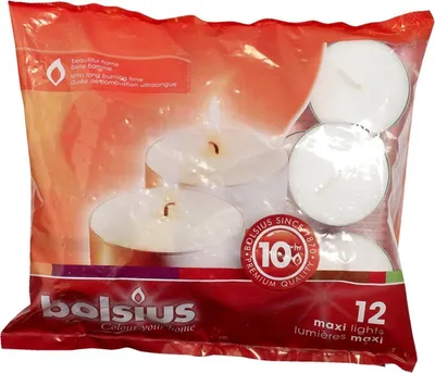 Produktbild von Bolsius 103631109300 Maxi Teelichter, weiß (12er Pack)