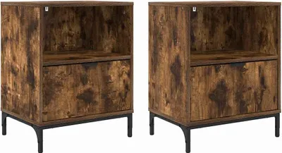 Zdjęcie produktu dla Szafka Nocna z szufladą 2 pcs Wędzony dąb 49 x 36 x 61 cm