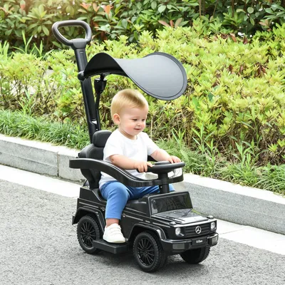 Produktbild von Rutschauto mit Schiebstange 3-in-1, Rutschfahrzeug Kinder, Kunststoff & Metall, Schwarz | 85,5 x 40,5 x 95 cm | 4,9 kg | ab 18 Monate