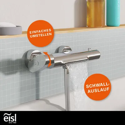 Produktbild von eisl Wannenarmatur CARNEO, Wasserhahn Bad mit Thermostat, Badewannenarmatur Wasserfall, Mischbatterie Badewanne, Chrom