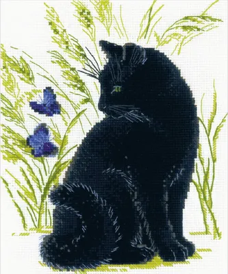Zdjęcie produktu dla Zestaw do haftu krzyżykowego Riolis "Czarny kot", wzór liczony, 24x30cm