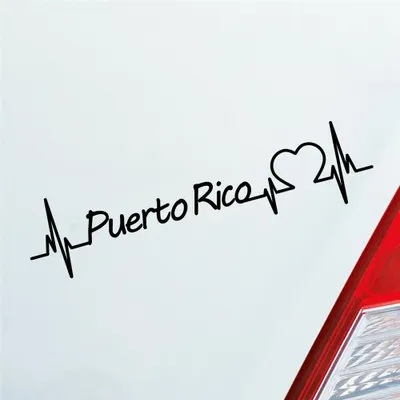 Produktbild von Auto Aufkleber Puerto Rico Herz Herzschlag 19x5 cm Schwarz Glanz Sticker Heckscheibenaufkleber