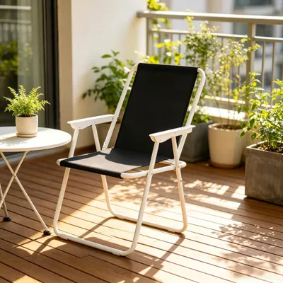 Image de Chaise pliante légère pour l'extérieur, pour le camping et le jardin, noire