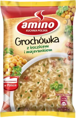 Zdjęcie produktu dla Amino Zupa błyskawiczna grochówka z boczkiem i majerankiem 65 g x 6 sztuk