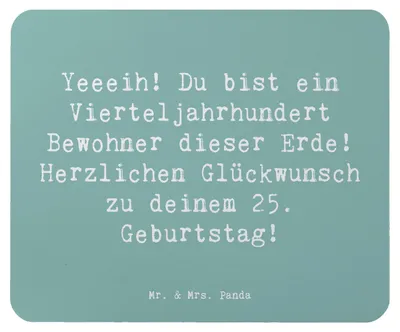Produktbild von Mr. & Mrs. Panda Mauspad Spruch 25. Geburtstag - Meeresbrise - Geschenk, Vierteljahrhundert, Meilenstein, besondere Momente, pc, Mousepad, computermatte, Happy Birthday