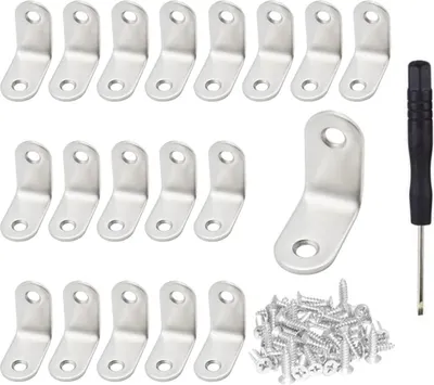 Produktbild von edelstahl winkel 30x30,20 Stück winkeleisen mit 40 Stück Schrauben, für Möbel,flechtzaunhalter edelstahl,Stuhl, Tisch, Fenster, Winkel Bracket