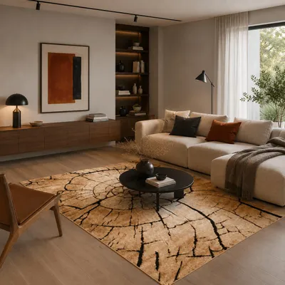 Produktbild von Designer Teppich Samba Modern Beige Braun Nature, Größe:190x280 cm, KI-generiertes Bild