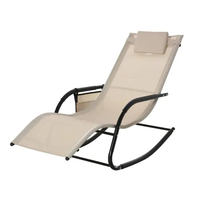 Produktbild von Schaukelstuhl – Gartenstuhl – Liegestuhl für den Außenbereich – Gartenschaukelstuhl – Geeignet für Terrasse und Garten – 150 x 62 x 88 cm – Beige