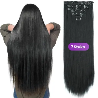 Produktbild von SassyGoods Haarverlängerungen – Clip-In-Verlängerungen – Schwarz – Wellige Haarverlängerung – 60 cm